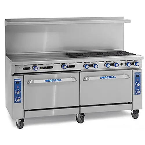 Imperial IR-8-G24 Restaurant Gas Range 72" with 24" Griddle, 8 Burners & 2 Ovens