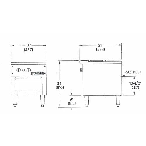 Imperial ISPA-18 Stock Pot Gas Range 18" with 3 Ring Burner Manual & Cast Iron Grate