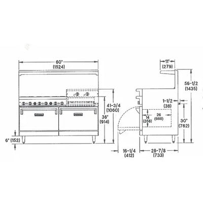 Imperial IR-6-RG24 60" Restaurant Gas Range with 6 Burner, 2 Ovens & 24" Griddle