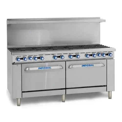 Imperial IR-12 72" Restaurant Gas Range with 12 Burner & Two Chef Depth Ovens
