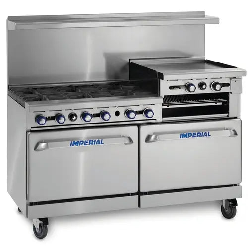 Imperial IR-6-RG24-C Gas Range 60" with 6 Burner, 1 Convection & 1 Std Ovens