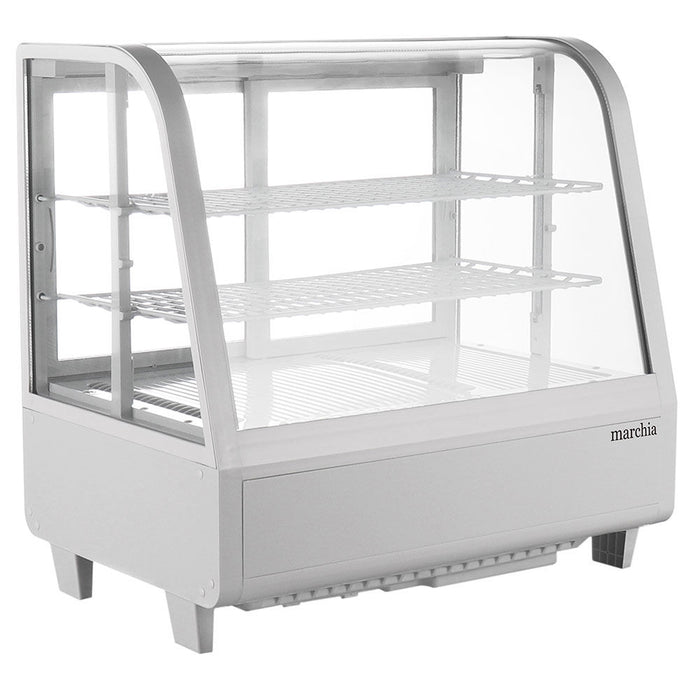 Marchia MDC100-W white countertop refrigerated curved glass display case