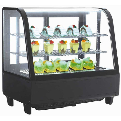 Marchia MDC100 black countertop refrigerated curved glass display case