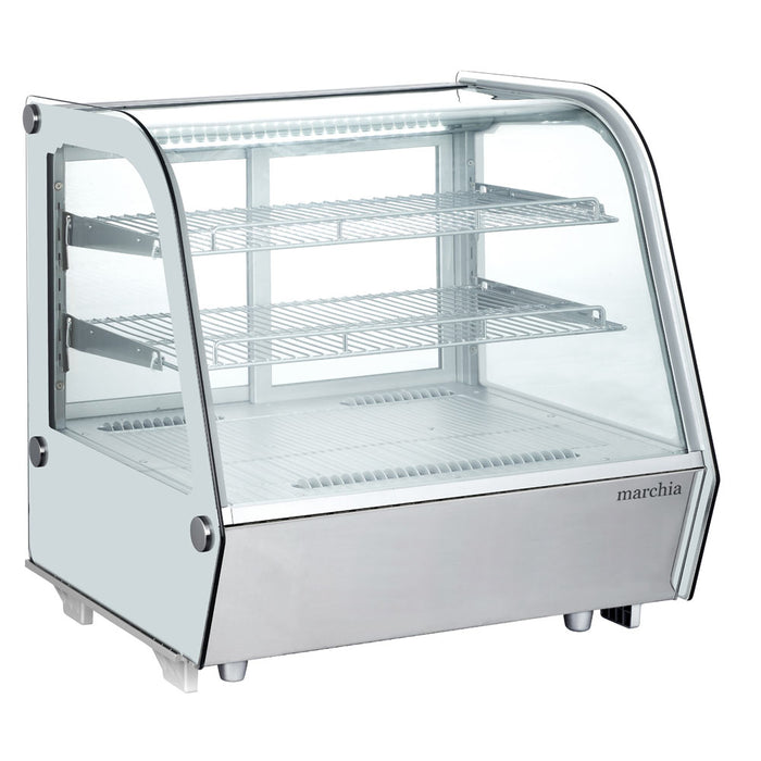 Marchia MDC121-W white countertop refrigerated curved glass display case