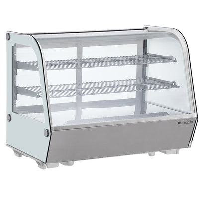 Marchia MDC161-W white countertop refrigerated curved glass display case