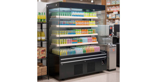 Marchia MDS72G 72-inch black open-air refrigerated merchandiser