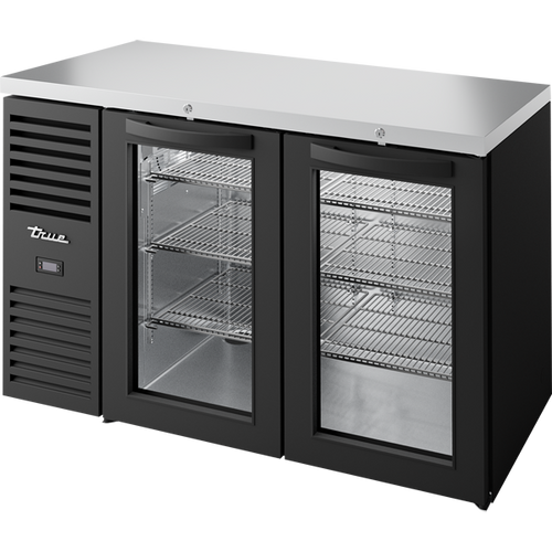 True TBR52-RISZ1-L-B-GG-1 Reach-In Single Zone Refrigerator with Left Side Refrigeration System. Black Exterior and Glass Swing Doors
