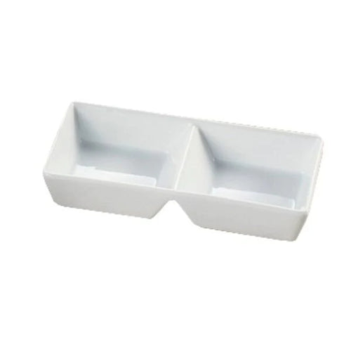 Yanco ML-727 7 7/8" X 4" X 1 3/8" Two Divided Tray, Super White, High Quality Porcelain 6 Oz Each, Pack of 36 (3 Dz)