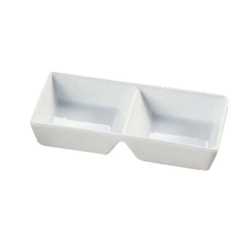 Yanco ML-727 7 7/8" X 4" X 1 3/8" Two Divided Tray, Super White, High Quality Porcelain 6 Oz Each, Pack of 36 (3 Dz)