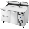 True TPP-AT-60D-2-HC~SPEC3 Solid Door & Drawers Pizza Prep Table with Angled Top and Hydrocarbon Refrigerant~Spec Package 3