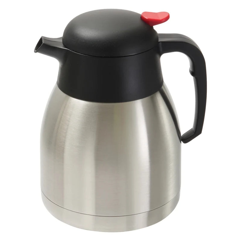 Winco Stainless Steel Lined Double-Wall Insulated Carafes with Push-Button Lid