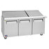 Turbo Air MST-72-30-N Rear Mount M3 Series Sandwich/Salad-Mega Top Unit with Three Section 23 cu. ft