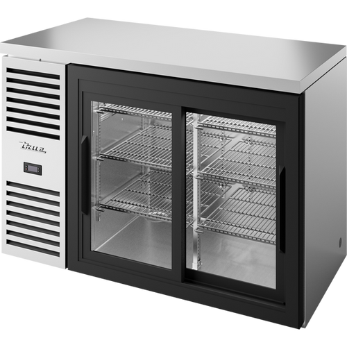 True TBR48-RISZ1-L-S-11-1 Reach-In Single Zone Refrigerator with Left Side Refrigeration System. Stainless Exterior and Glass Slide Doors