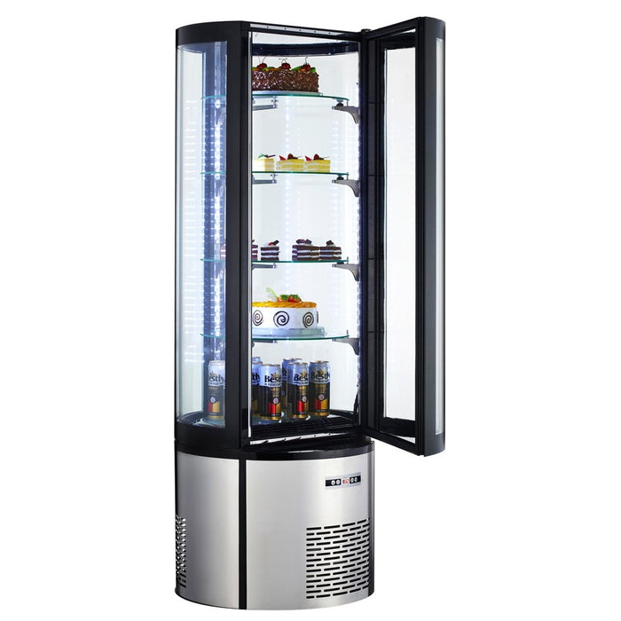 Marchia MVSR400 vertical refrigerated curved glass cake display case