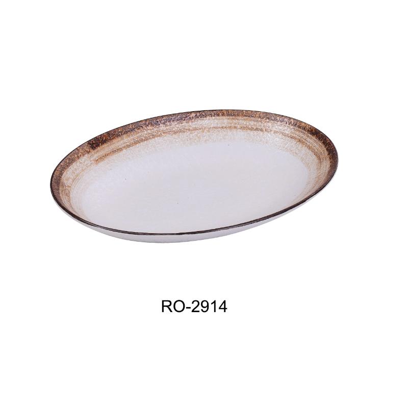Yanco RO-2914 Rockeye-2 DEEP OVAL PLATE 36 OZ, Porcelain, Two-Tone, (1Dz)