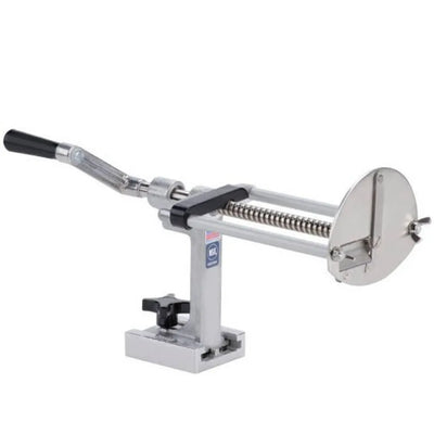 Metal tool with a handle and cylindrical component on a white background