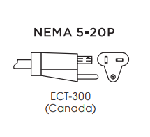 Winco ECT300-P8 Power Cord for ECT-300, NEMA 5-20P (Price/Piece)