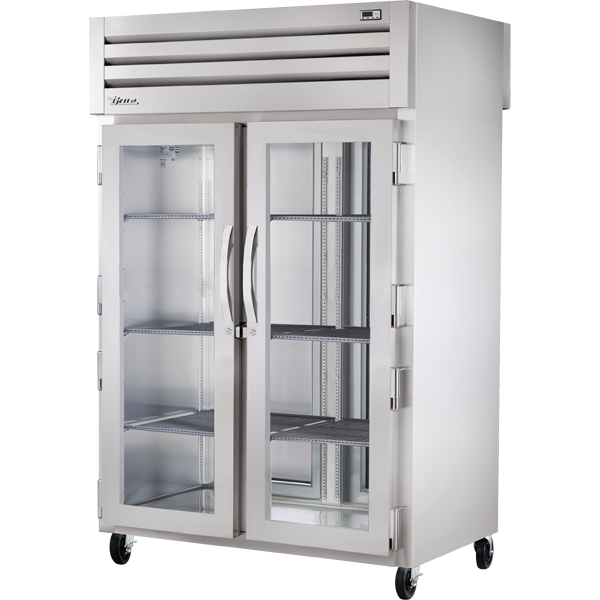 True STR2HPT-2G-2S Pass-Thru Glass Front/Solid Rear Swing Doors Heated Cabinet