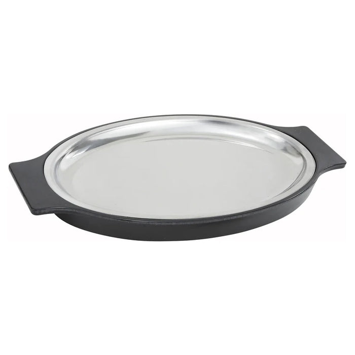 Winco SIZ-11ST Sizzle Platter Set, Oval, 11", S/S with Bakelite Underliner (Price/Set)