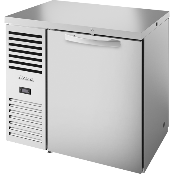 True TBR36-PTSZ1-L-S-S-S-1 Pass-Thru Single Zone Refrigerator with Left Side Refrigeration System. Stainless Exterior and Solid Swing Doors