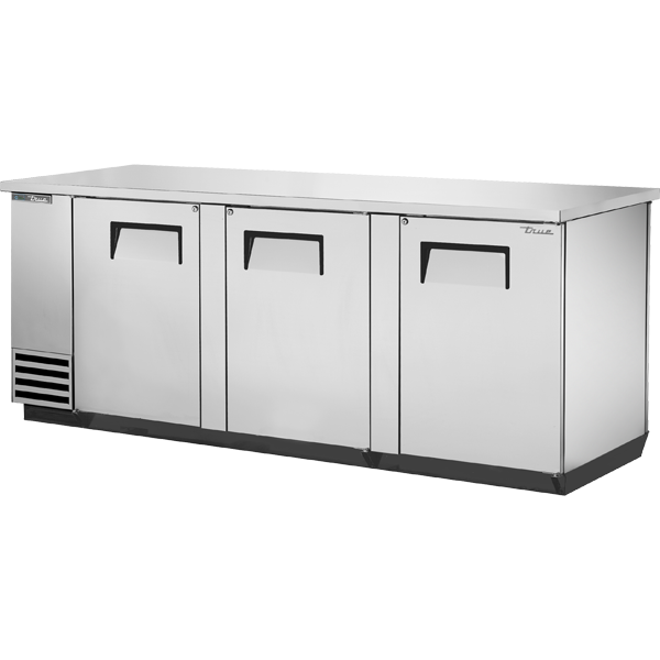 True TBB-4PT-S-HC Solid Swing Door Stainless Steel Pass-Thru Back Bar Cooler with Hydrocarbon Refrigerant