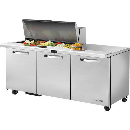 True TSSU-72-18M-B-HC~SPEC3 Mega-Top Solid Door Sandwich/Salad Unit with Hydrocarbon Refrigerant~Spec Package 3