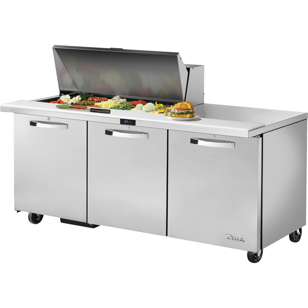 True TSSU-72-18M-B-HC~SPEC3 Mega-Top Solid Door Sandwich/Salad Unit with Hydrocarbon Refrigerant~Spec Package 3