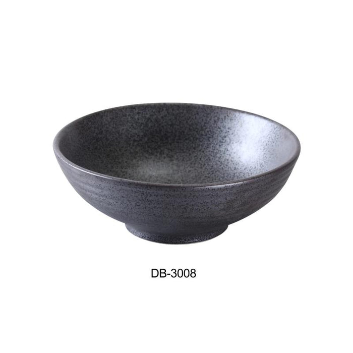 Yanco DB-3008 Diamond Black Collection 8″ Noodle Bowl 36 oz, 3″ Height, Matte Glaze (1Dz)