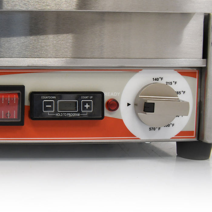 Omcan PG-CN-0515-RT Single Panini Grill with Grooved Plates and Timer – 10″ x 11″ Cooking Surface – 120V, 1800W