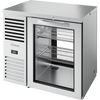 True TBR36-PTSZ1-L-S-G-G-1 Pass-Thru Single Zone Refrigerator with Left Side Refrigeration System. Stainless Exterior and Glass Swing Doors