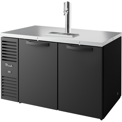 True TDR60-PTSZ1-L-B-SS-SS-1 Pass-Thru Single Zone Refrigerator with Left Side Refrigeration System. Black Exterior and Solid Swing Doors