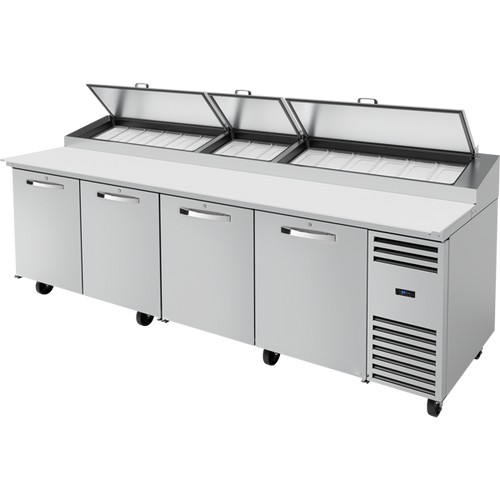 True TPP-AT-119-HC~SPEC3 Solid Door Pizza Prep Table with Angled Top and Hydrocarbon Refrigerant~Spec Package 3