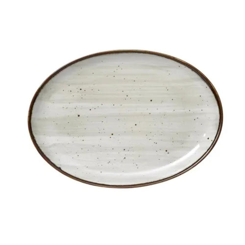 YANCO CHINA LY-2108 LYON OVAL BEIGE PORCELAIN COUPE PLATTER (3Dz)