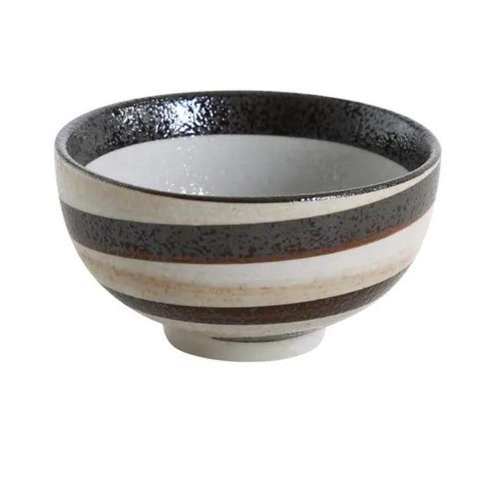 YANCO CHINA RO-404 ROCKEYE 9 OZ. ROUND WHITE AND BROWN PORCELAIN RICE BOWL (3Dz)