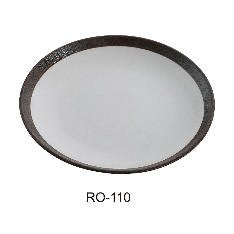 Yanco RO-110 ROCKEYE " Round Coupe Plate, China, Two-Tone, White & Brown, (1Dz)
