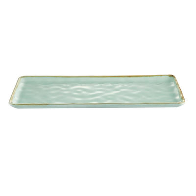 CAC Chinaware Palm springs  Rect. Platter Light Green 16"