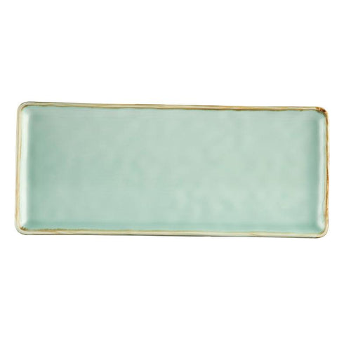 CAC Chinaware Palm springs  Rect. Platter Light Green 16"