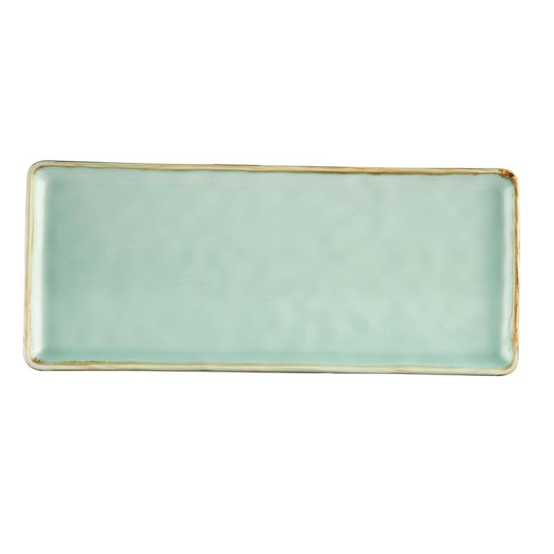 CAC Chinaware Palm springs  Rect. Platter Light Green 16"