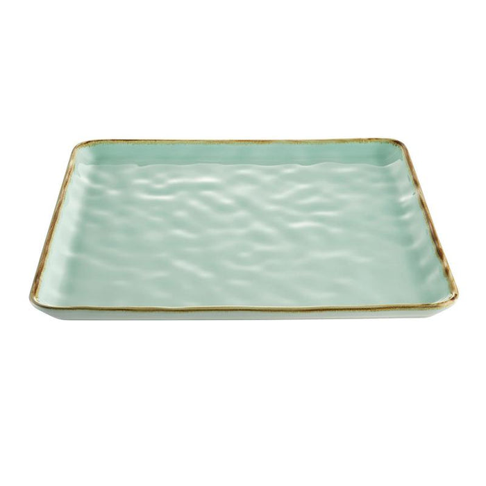 CAC Chinaware Palm springs  Square Plate Light Green 12"