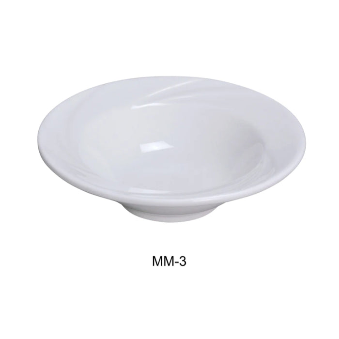 Yanco MM-3 9" Rim Soup, Embossed Pattern Bone, White Durable China 10 Oz, Pack of 24 (2 Dz)