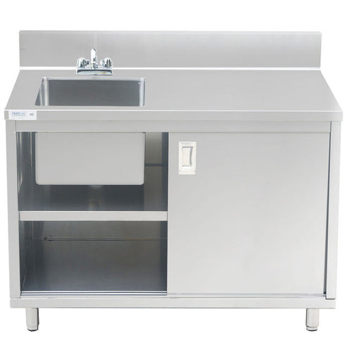 Prepline PCST-2448 24 x 48 inch cabinet sink with sliding doors open