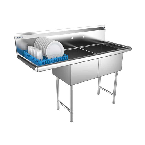 Prepline XS2C-1818-L two-compartment sink with left drainboard