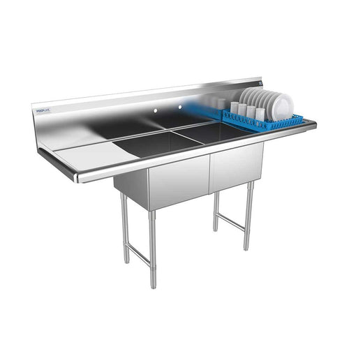 Prepline XS2C-1818-LR two-compartment sink with dual drainboards