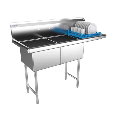 Prepline XS2C-1818-R two-compartment sink with right drainboard