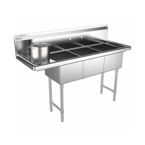 Prepline XS3C-1416-L three-compartment sink with left drainboard