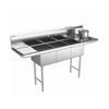 Prepline XS3C-1416-LR Three-Compartment Sink with 14" x 16" Bowls and Dual 12" Drainboards