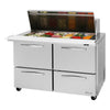 Turbo Air PST-48-18-D4-N PRO Series Food Prep Table, Mega Top Unit-Drawers 15.0 cu. ft