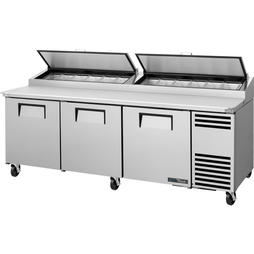 True TPP-AT2-93-HC Solid Door Pizza Prep Table with Angled Top Version 2 and Hydrocarbon Refrigerant