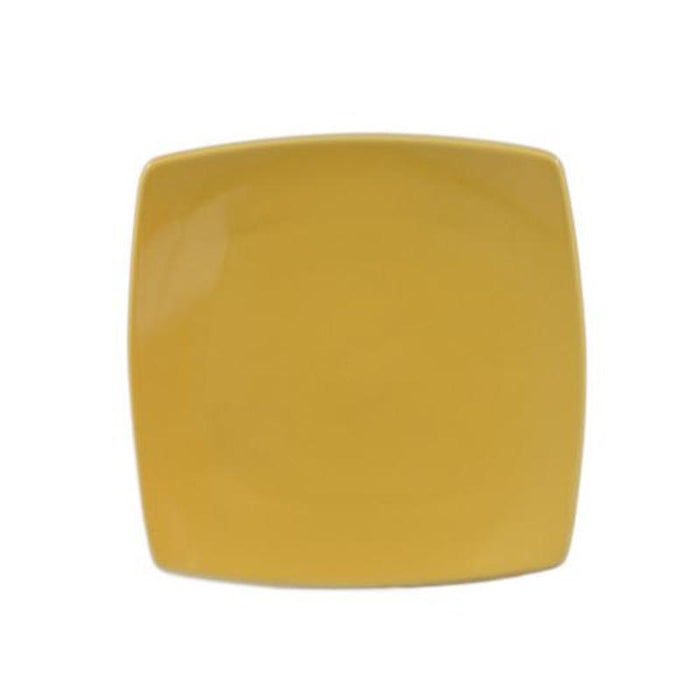 CAC Chinaware Color Stoneware Square Flat Plate Yellow 10 1/2"
