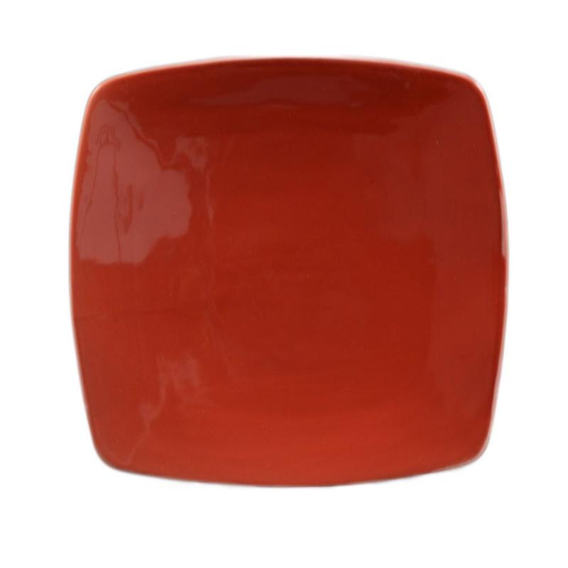 CAC Chinaware Color Stoneware Square Flat Plate Red 11 7/8"